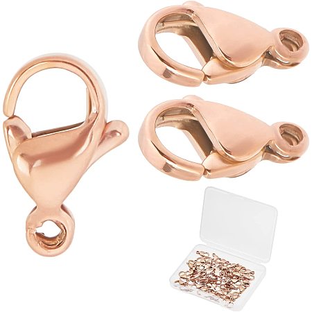 Beebeecraft 1 Box 50Pcs Rose Gold Lobster Clasps 11mm Bracelet Extender Clasps Connector for DIY Bracelet Necklace Jewelry Repair Kit
