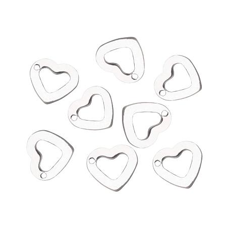ArriCraft About 20pcs 304 Stainless Steel Charms for DIY Bracelet Necklace Earring Making, Heart, Stainless Steel Color, 10x11x1mm, Hole: 0.5mm
