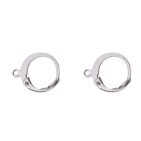 Honeyhandy 304 Stainless Steel Leverback Earring Findings, with Loop, Stainless Steel Color, 14.5x12x2mm, Hole: 1mm