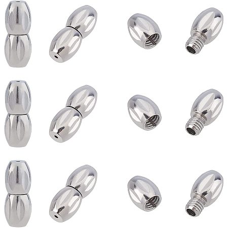 Pandahall Elite 10 Sets 0.04in/1mm Stainless Steel Screw Clasps Oval Necklace Clasp Connector Findings Metal Jewelry Clasp Findings for Bracelet Necklace Jewelry Making Findings