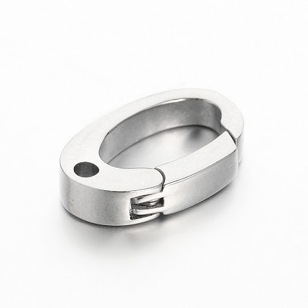 Honeyhandy 304 Stainless Steel Keychain Clasp Findings, Stainless Steel Color, 15x9.5x3mm, hole: 1.5mm