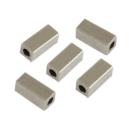 NBEADS 200pcs 304 Stainless Steel Cuboid Spacer Beads Loose Beads Connector Beads for Jewelry Making