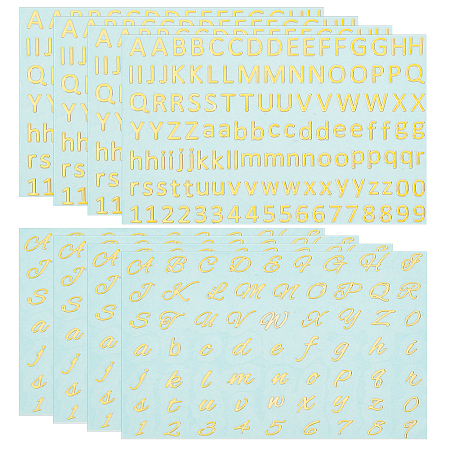 OLYCRAFT 8 Sheets Mini Metal Alphabet Number Stickers Self Adhesive Metal Letter Stickers Small Glitter Golden Letter Stickers for Epoxy Resin DIY Art Crafts Scrapbooks Bottle Labels Signs Decor