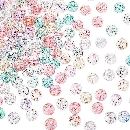 Arricraft 200Pcs 8 Colors Acrylic Crystal Spacer Beads Random Color Round Ball Charms Transparent Sequins Jewelry Making Accessories Projects for DIY Crafting Earrings Necklaces