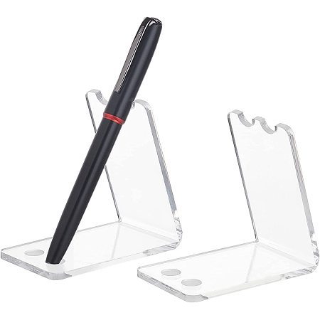 PandaHall Elite 2 Sets Pen Stands Displays, 4 Holes Clear Pencil Stands Acrylic Pen Stands Ballpoint Pen Display Rack for Home School Office Use Eyebrow Pencil Eyeliner Display