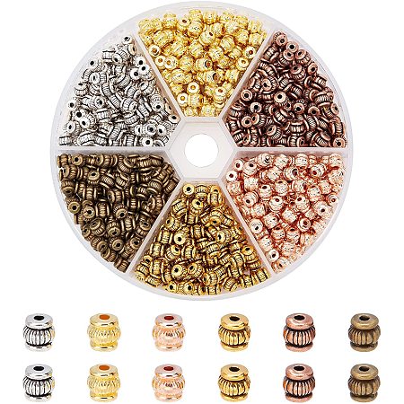 Arricraft About 600 Pcs Alloy Spacer Beads, Tibetan Alloy Spacer Beads, Lantern Spacer Beads for Bracelet Necklace Jewelry Making Supplies, 6 Colors