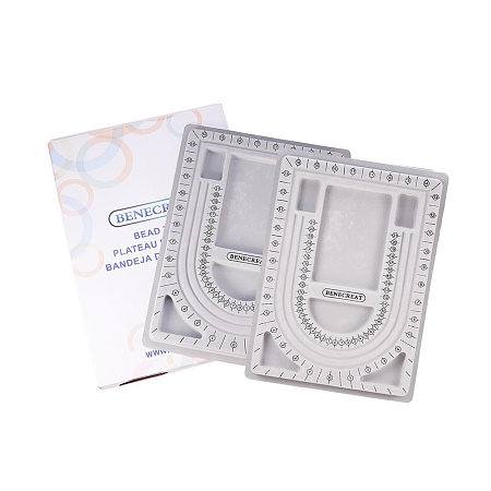 BENECREAT 2 PACK 13x9.5 Inch Plastic Bead Design Boards for Jewelry Making Bracelet Necklace DIY, Light Grey
