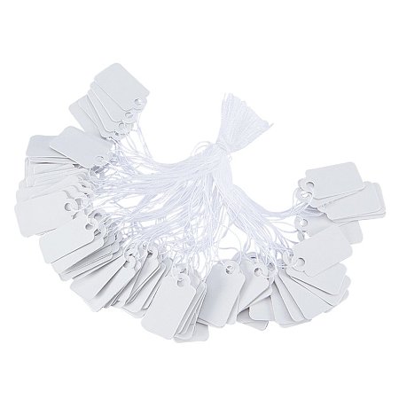 NBEADS Price Tags, 500 PCS Rectangular White String Marking Tags Gift Tags Jewelry Price Tags Clothing Display Tag Price Label Design Blank White 23X13mm