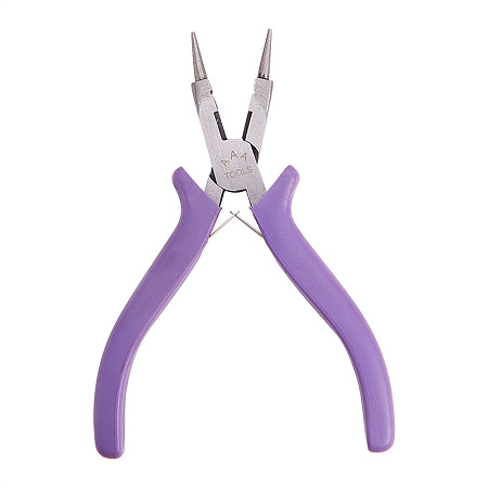 PandaHall Elite 1 Set Size 130x55mm Round Nose Pliers for Jewelry Making Craft Tool Color Purple