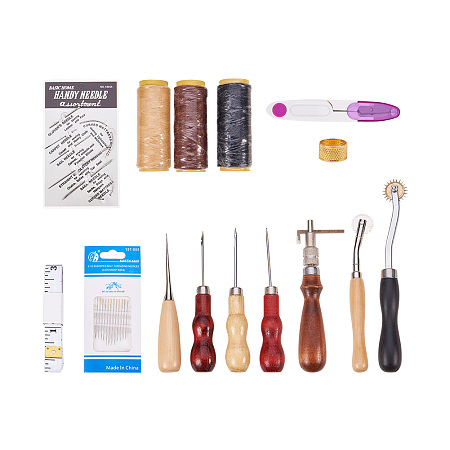 Pandahall Elite Leathercraft Basic Accessories Tools Kit For Hand Sewing Stitching Wheels And Stamping Set