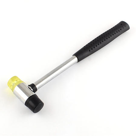Honeyhandy Installable Two Way Rubber Hammers, Mallets, Sledge Hammer with  Steel Handle, Platinum, 235~240x64x25mm
