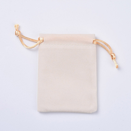 Honeyhandy Velvet Packing Pouches, Drawstring Bags, White, 9.2~9.5x7~7.2cm