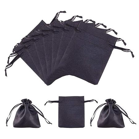 PandaHall Elite 50pcs Black Satin Gift Bag Drawstring Pouch Bags Wedding Favors Bridal Shower Candy Jewelry Bags, 3.5”x 2.7”