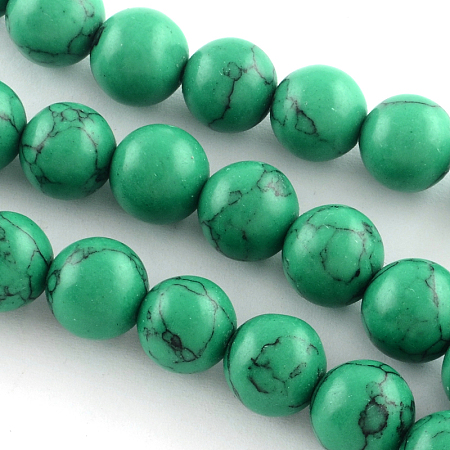 Honeyhandy Synthetical Turquoise Gemstone Round Bead Strands, Dyed, Medium Sea Green, 8mm, Hole: 1.5mm, about 47~48pcs/strand, 15.7 inch