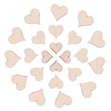 NBEADS 100 Pcs 3 Sizes Wooden Love Heart Slices Christmas Blank Wood Name Tags Embellishments Wood for Wedding, Valentine, DIY, Arts, Crafts, Card Making