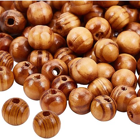 OLYCRAFT 100pcs Natural Wood Beads 12mm Pinewood Beads Round Loose Wood Beads Burlywood Spacer Beads for Craft Making DIY Jewelry