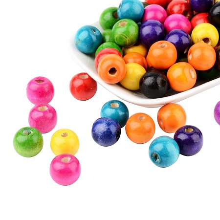 ARRICRAFT 100pcs Assorted color Dyed Lead Free Round Wood Beads for Children's Day Gift Making