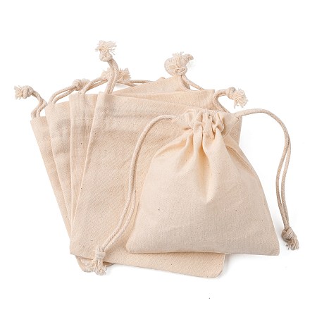 Honeyhandy Rectangle Cloth Packing Pouches, Drawstring Bags, Old Lace, 12x10.5x0.4cm
