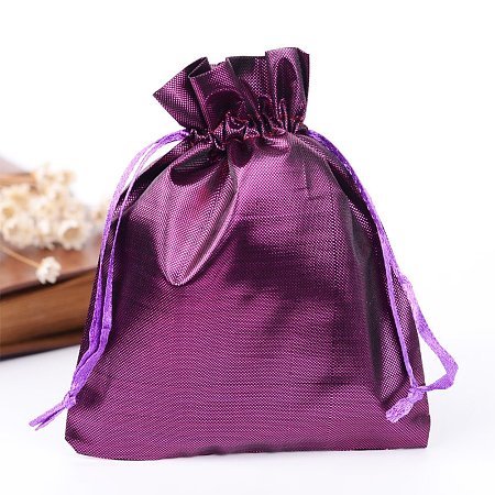 NBEADS 10 Pcs 4.72x3.54 Inch Purple Rectangle Cloth Gift Bags Samples Pouches Drawstring Bags Jewelry Pouches Favor Bags
