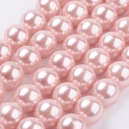 ARRICRAFT Shell Pearl Beads Strands, Grade A, Round, Pink, 12.5mm, Hole: 1mm, about 33pcs/strand, 15.9 inches(40.5cm)