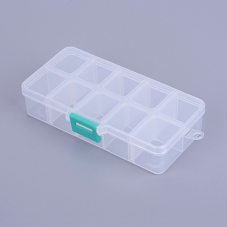 Honeyhandy Organizer Storage Plastic Box, Adjustable Dividers Boxes, Rectangle, White, 13.5x7x3cm, compartment: 3x2.5cm, 10 compartment/box