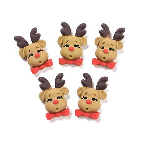 Resin Cabochons, Christmas Theme, Elk Christmas Reindeer/Stag, Peru, 23x15.5x8mm