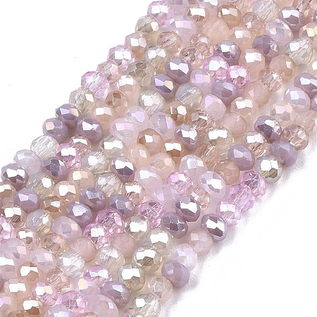 Arricraft Electroplate Glass Beads Strands, AB Color Plated, Faceted, Rondelle, Pink, 2mm, Hole: 0.7mm; about 188~198pcs/Strand, 12.60 inches~13.11 inches(32~33.3cm)