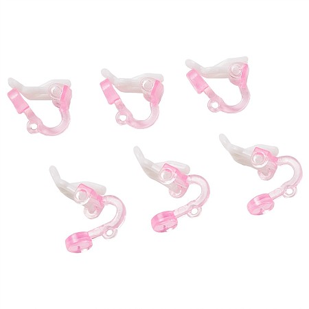 ARRICRAFT Plastic Clip-on Earring Findings, Pink, 14x9x13mm