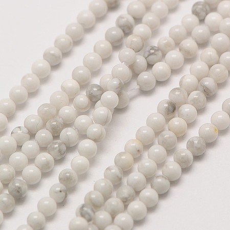 Honeyhandy Natural Howlite Round Bead Strands, 2mm, Hole: 0.8mm, about 184pcs/strand, 16 inch