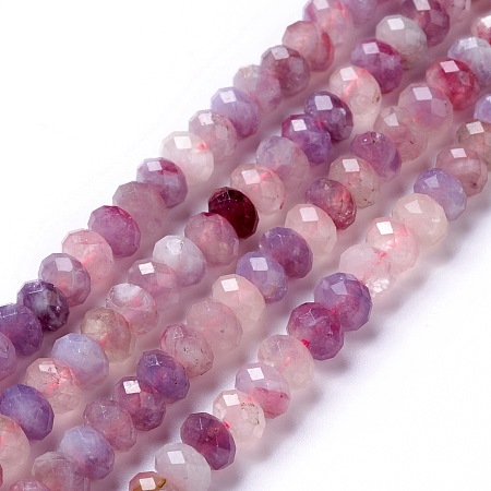 Honeyhandy Natural Plum Blossom Tourmaline Beads Strands, Faceted, Rondelle, 5x3.5mm, Hole: 0.9mm, about 106~107pcs/strand, 15.35~15.55 inch(39~39.5cm)