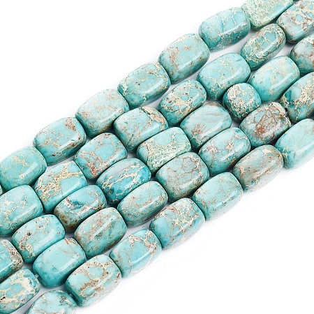 Honeyhandy Natural Imperial Jasper Beads Strands, Dyed, Rectangle, Turquoise, 5.2~8.2x4.8~5.3x4.8~5.3mm, Hole: 1mm, about 47pcs/strand, 15.35 inch(39cm)
