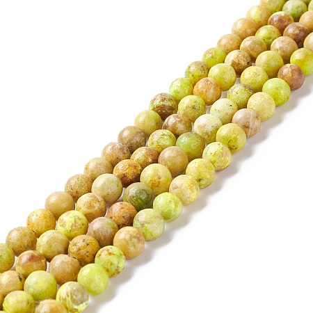 Honeyhandy Natural Calcite Beads  Strands, Round, Yellow, 6mm, Hole: 1mm, about 65~66pcs/strand, 15.94 inch(40.5cm)