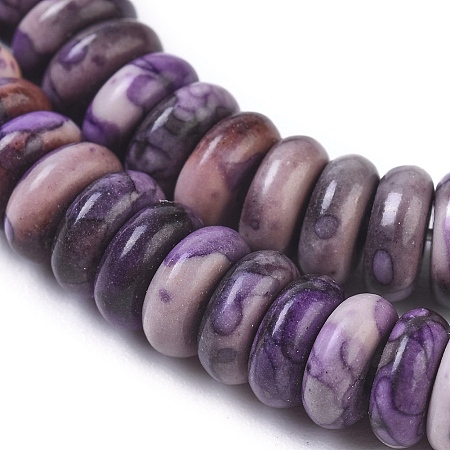 Synthetic Ore Beads Strands, Heishi Beads, Dyed, Disc/Flat Round, Purple, 6x3mm, Hole: 1mm, about 154pcs/Strand, 14.96 inch(38cm)