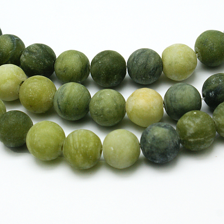 Honeyhandy Round Frosted Natural TaiWan Jade Bead Strands, 4mm, Hole: 1mm, about 93pcs/strand, 15.5 inch