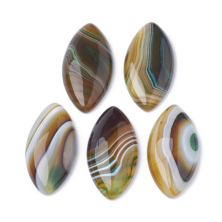 Nbeads Natural Brazilian Agate Cabochons, Dyed, Horse Eye, 40x19.5x5~6.5mm