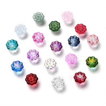 ARRICRAFT Transparent Glass Beads, Lotus Pod, Mixed Color, 10.5x6.5mm, Hole: 1.4mm