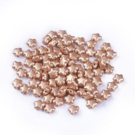 Arricraft Czech Glass Beads, Star, Gold, 6x6x3mm, Hole: 0.8mm, about 67pcs/10g