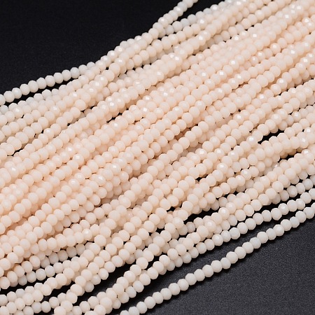 Honeyhandy Faceted Rondelle Glass Beads Strands, Linen, 2.8~3x2mm, Hole: 0.8mm, about 165~169pcs/strand, 15.7~16.1 inch(40~41cm)