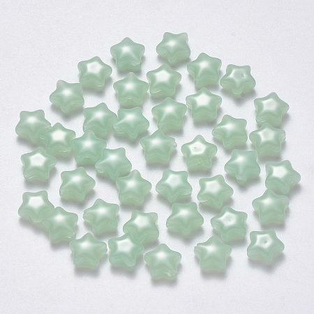 Honeyhandy Imitation Jade Glass Beads, Star, Light Green, 8x8.5x4mm, Hole: 1mm