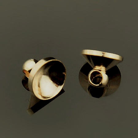 Honeyhandy Brass Bead Cap Pendant Bails, for Globe Glass Bubble Cover Pendants, Vail, Lid, Light Gold, 8x6mm, Hole: 1mm
