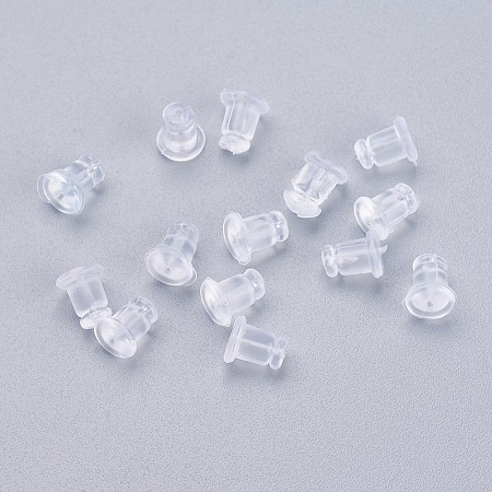 Honeyhandy Silicone Ear Nuts, Earring Backs, Clear, 6x5mm, Hole: 0.7mm, about 500pcs/bag