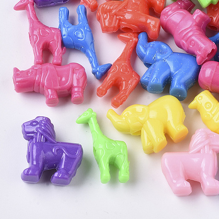 Arricraft Polystyrene Plastic Beads, Mixed Animal Shape, Mixed Color,14~27x14~25x8~11mm, Hole:  3.5~4mm
