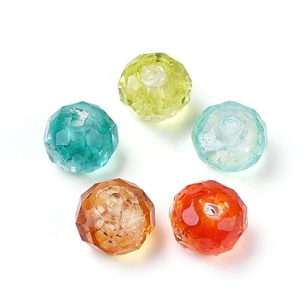 Handmade Luminous Lampwork Beads, Faceted Rondelle, Mixed Color, 10x7mm, Hole: 1mm