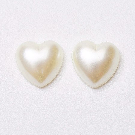 Honeyhandy Acrylic Pearl Cabochons, Heart, Seashell Color, 8x8x3mm