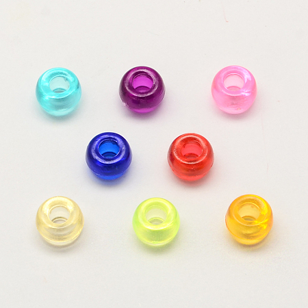 Honeyhandy Transparent Acrylic European Beads, Large Hole Barrel Beads, Mixed Color, 9x6mm, Hole: 4mm