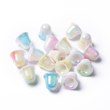 Two Tone Opaque Acrylic Beads, Mixed Color, 8x8x11mm, Hole: 1.5mm