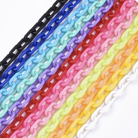 ARRICRAFT Opaque Acrylic Cable Chains, Oval, Mixed Color, 13x8x2mm, 19.68 inches(50cm)/strand