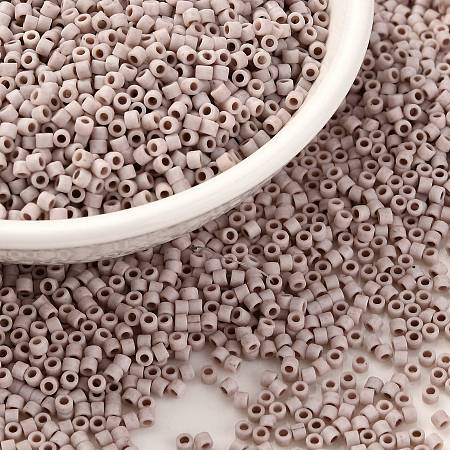 Honeyhandy Cylinder Seed Beads, Frosted Colors, Uniform Size, Rosy Brown, 2x1.3~1.5mm, Hole: 0.8~1mm, about 888pcs/10g