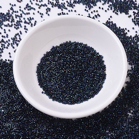 MIYUKI Delica Beads, Cylinder, Japanese Seed Beads, 11/0, (DB0002) Metallic Dark Blue Iris, 1.3x1.6mm, Hole: 0.8mm; about 2000pcs/10g
