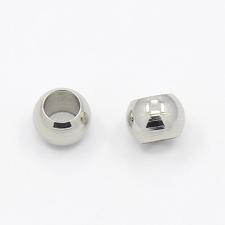 Honeyhandy 304 Stainless Steel Smooth Spacer Beads, Rondelle, Stainless Steel Color, 5x3mm, Hole: 3mm